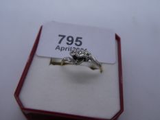 18ct yellow gold and platinum illusion set diamond ring, marked 18ct PLAT, size N, 2.3g