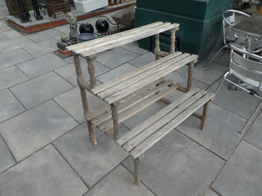 Kitchen retro table and a wooden trio bench - Image 4 of 8