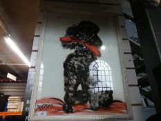 Signed painting of a black poodle and another picture