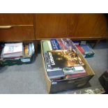 Six boxes of various vintage books including railways, travel, novels etc