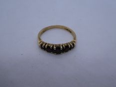 9ct yellow gold garnet set ring, marked 375, size J, weight 2g