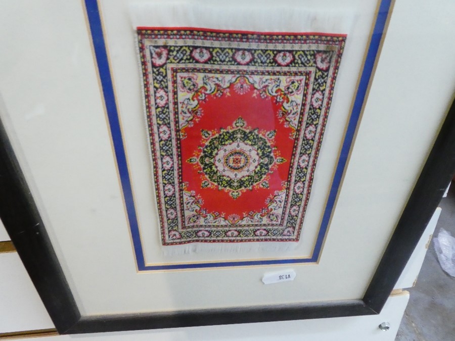 Two framed miniature Persian silk rugs - Image 6 of 6