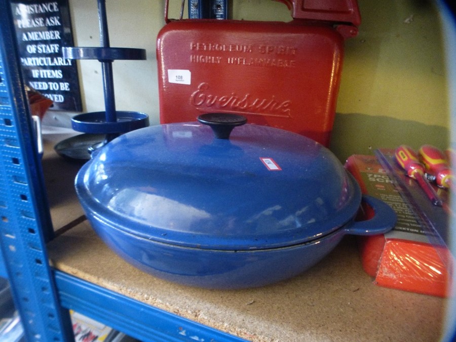 Large circular blue Le Creuset lidded pot, another rectangular example etc - Image 3 of 8