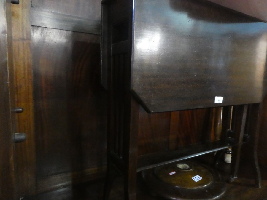 A mahogany drop flap table, standard lamp and three gilt frame beveled wall mirrors - Image 2 of 2