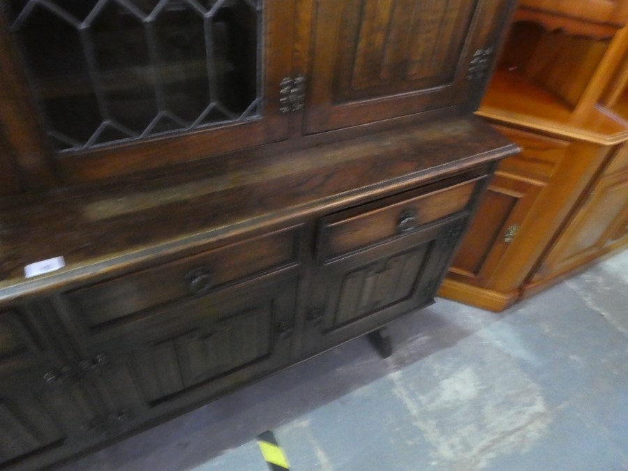 A large oak dresser with glazed doors above cupboard - Image 2 of 4