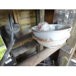 Galvanized watering can and 3 china large bowls