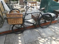 1920/1930 butchers bike with front basket, light and brooks seat complete with original dynamo