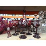 Decorative red glass wine glasses