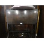 A mahogany drop flap table, standard lamp and three gilt frame beveled wall mirrors