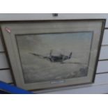 Two framed and glazed prints of Military aircraft by Kevin Walsh and Keith Woodcock
