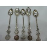 A set of five probably Chinese Export silver Kwan Wo spoons late 19th century to early 20th century,