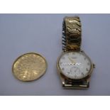 9ct yellow gold gents Longines wristwatch, champagne 350R dial, slight surface scratching ALD marked