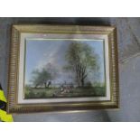 3 Framed oil paintings depicting country scenes, signed Gudrun Sibbons, one signed I. Kline