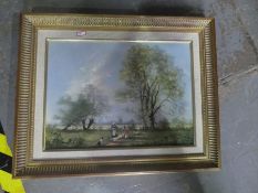 3 Framed oil paintings depicting country scenes, signed Gudrun Sibbons, one signed I. Kline