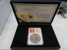 Coins to include Datestamp 01.01.2018 10z silver Britannia coin 31.21g, Canada 2019 silver Maple Lea