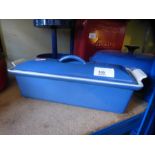 Large circular blue Le Creuset lidded pot, another rectangular example etc