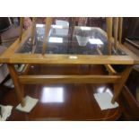 A vintage G plan square coffee table with glass top