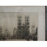 2 Framed pencil signed etchings, one depicting a Catherdral