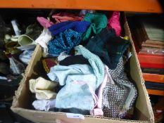 Box of vintage dolls and dolls clothes