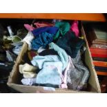 Box of vintage dolls and dolls clothes
