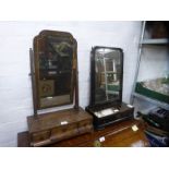 Two antique dressing table mirrors and drawers, Chinese Chinoiserie mirror and a bed pan