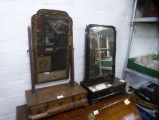 Two antique dressing table mirrors and drawers, Chinese Chinoiserie mirror and a bed pan