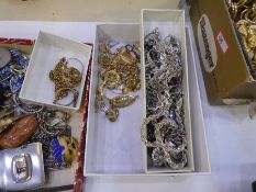 Mixed costume jewellery including dress rings, silver brooch, padlock bracelet etc