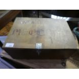 Vintage wooden Meccano chest containing vintage Meccano