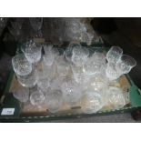 A box of good quality crystal glassware, decanters bowls etc