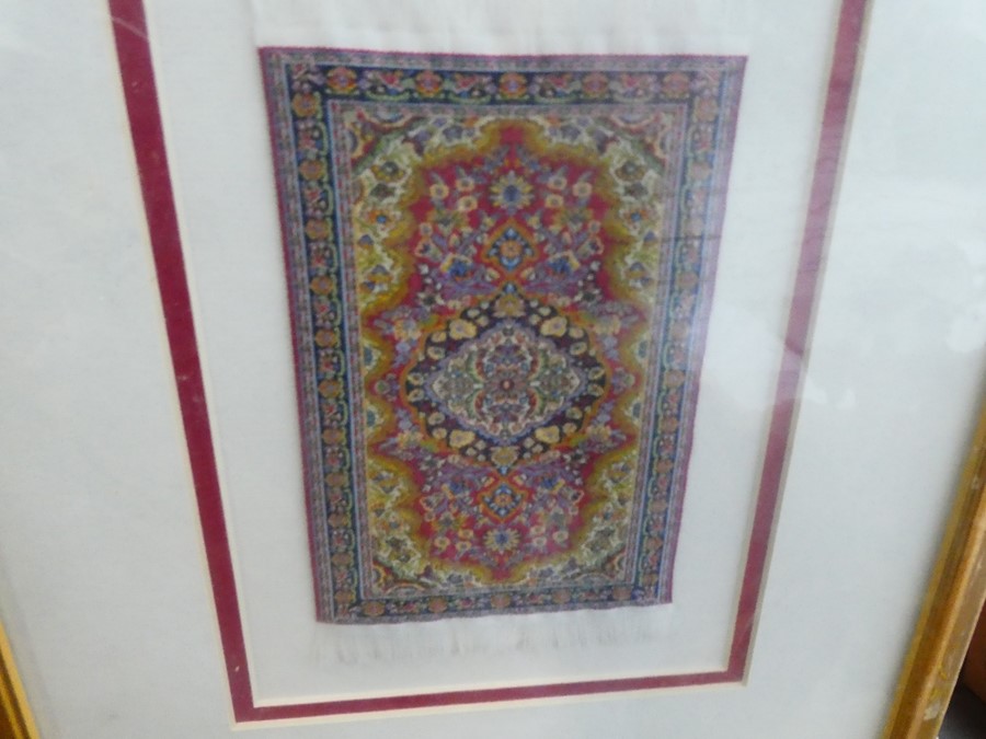 Two framed miniature Persian silk rugs - Image 4 of 6