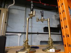 Pair of contemporary brushed brass table lamps