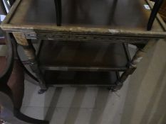 An oak tea trolley folding, and a card table