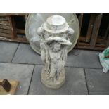 Large stone effect bird bath depicting a semi clad lady A/F