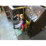 A vintage mahogany G plan dressing table and a brass framed chair