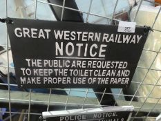 Railway notice sign