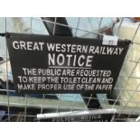 Railway notice sign