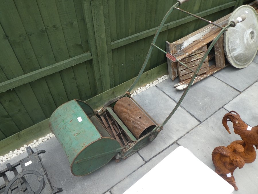 Vintage push along mower with catcher by Anglia Ipswich England - Image 4 of 5