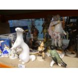Collection 19th Century and later continental figures incl. Capodimonte, Goebels, USSR pottery etc