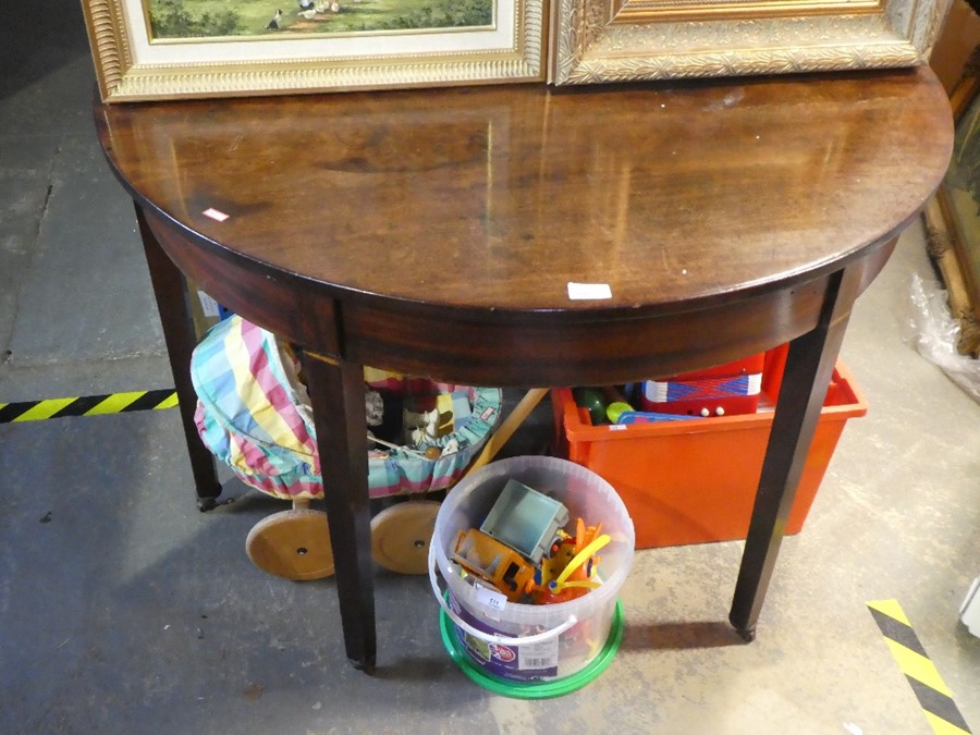 Victorian mahogany demi lune table