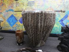 Large tribal drum and smaller example