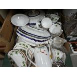 3 Boxes of mixed ceramics and glassware to incl. Colclough, Hornsea dinnerware, Booths tureens etc