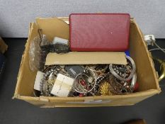 A box of mixed costume jewellery