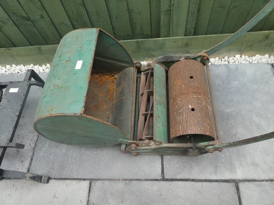 Vintage push along mower with catcher by Anglia Ipswich England - Image 5 of 5