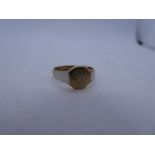 9ct yellow and white gold signet ring, marked 9ct white gold, size O, 3.6g