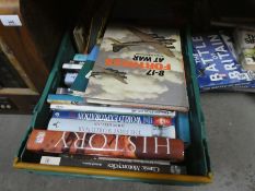 2 Crates and collection of books, mainly history of war, RAF books etc