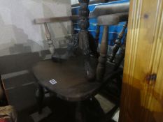 A barley twist extending table, vintage captains chair, carved coffee table and a drop flap example