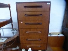 A mid century teak bank of six drawers by G plan