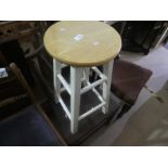 Sundry furniture to incl. pair of pine stools, magazine rack, bedside chest, mahogany armchair etc