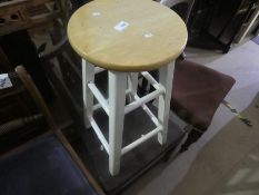 Sundry furniture to incl. pair of pine stools, magazine rack, bedside chest, mahogany armchair etc