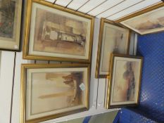 5 Gilt framed prints depicting Egyptian scenes